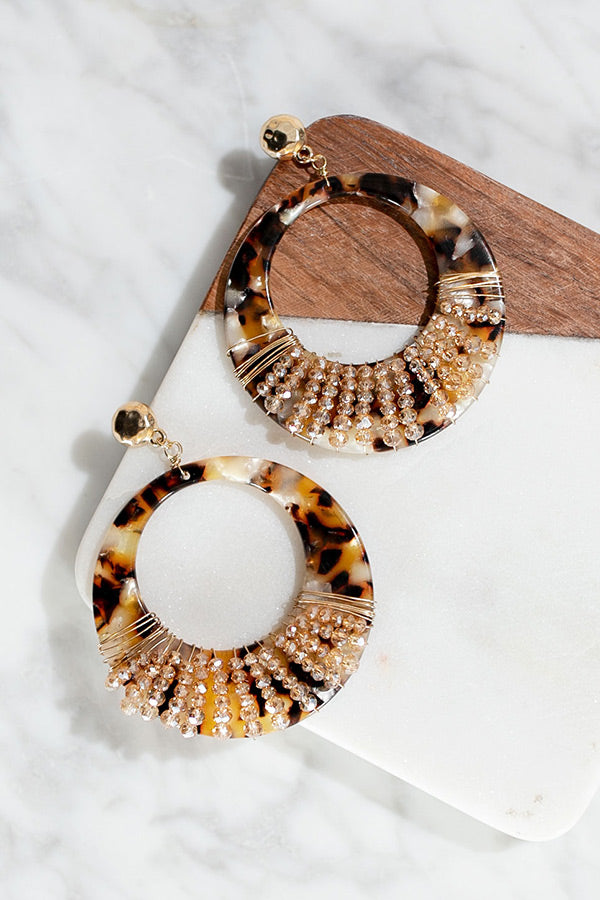 Jet Set Sparkling Tortoiseshell Earrings