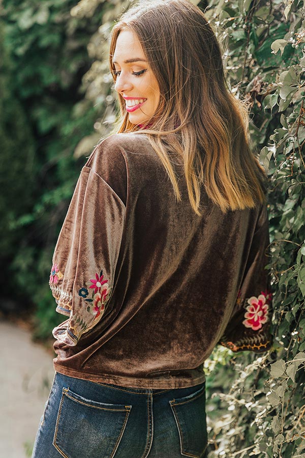 Under The Twilight Embroidered Velvet Top