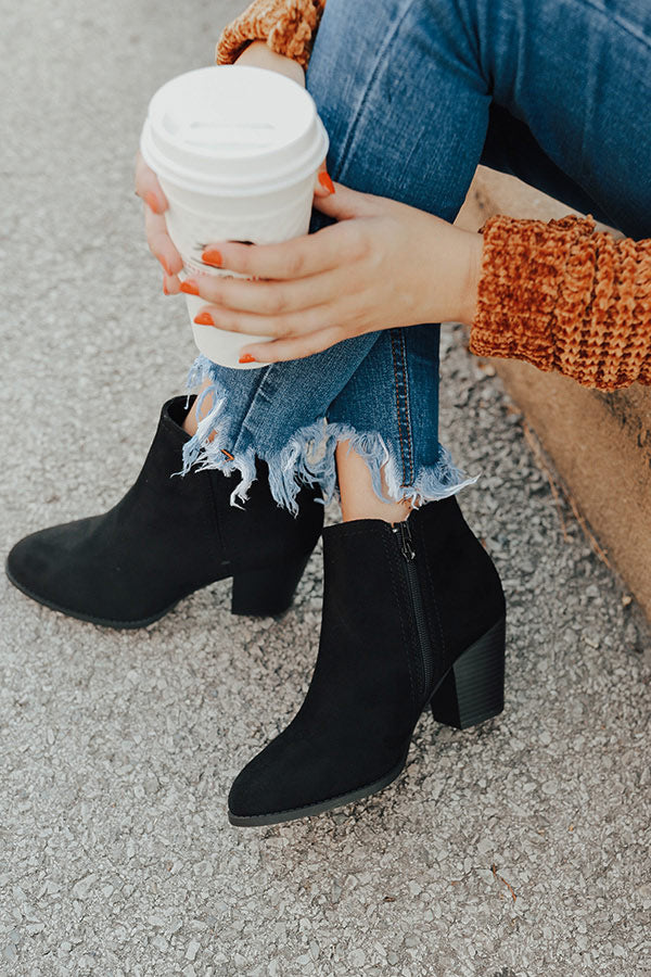The Tawny Faux Suede Bootie in Black