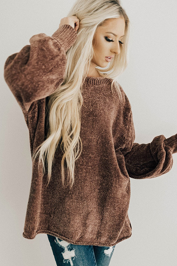 PSL Season Chenille Sweater In Chocolate