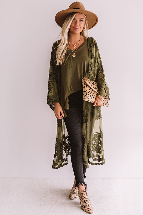 Twilight Toast Lace Overlay in Olive