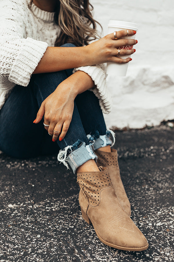 The Ellis Faux Suede Bootie in Mocha