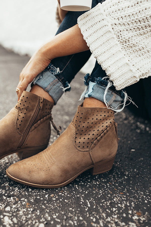 The Ellis Faux Suede Bootie in Mocha