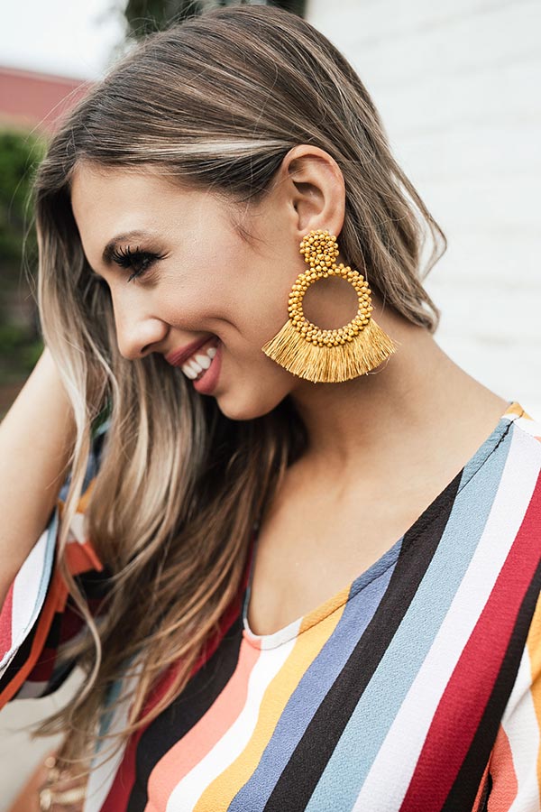 Cocktail Queen Earrings In Mustard