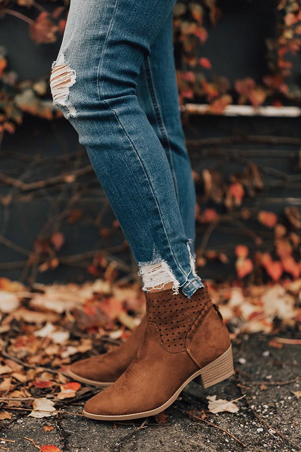 The Ellis Faux Suede Bootie in Chocolate