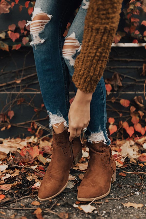 The Ellis Faux Suede Bootie in Chocolate