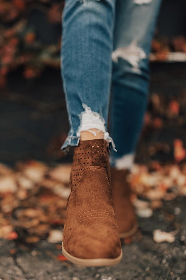 The Ellis Faux Suede Bootie in Chocolate