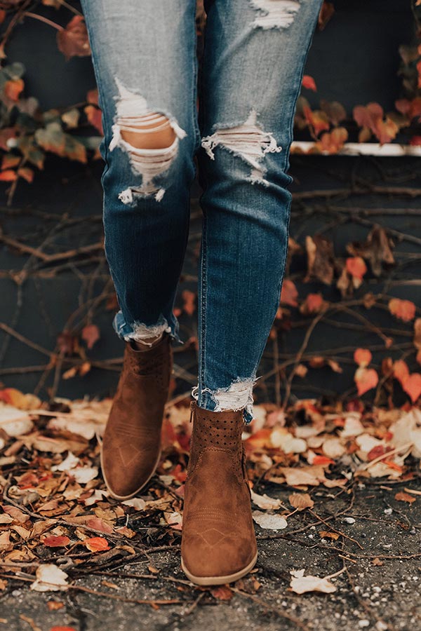 The Ellis Faux Suede Bootie in Chocolate