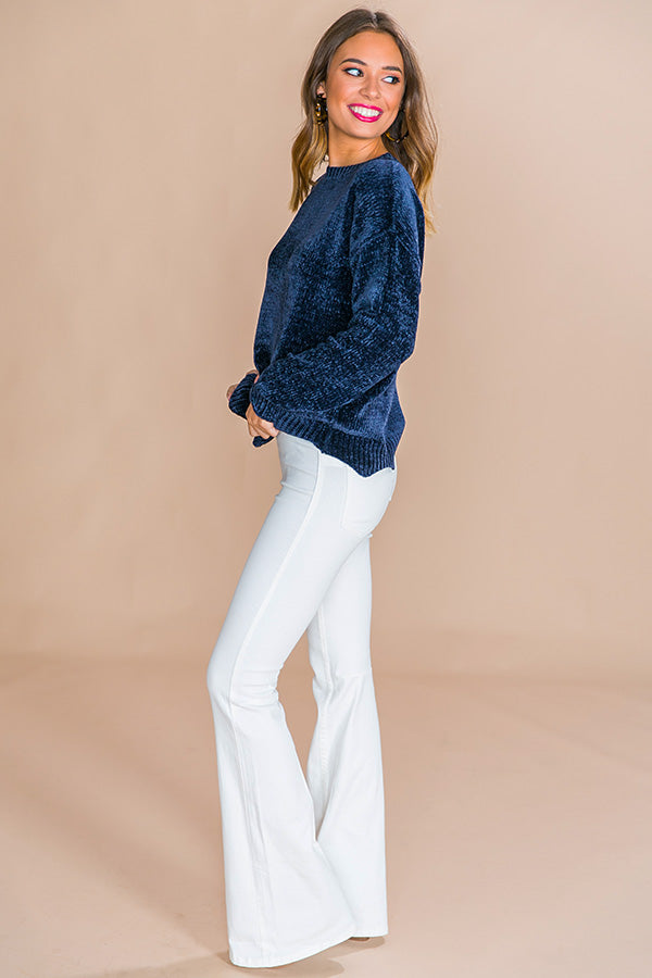 Colorado Cabin Chenille Sweater in Navy Image - 1