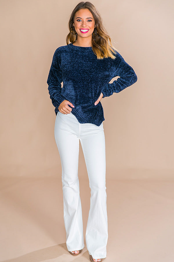 Colorado Cabin Chenille Sweater in Navy Image - 1