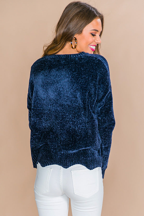 Colorado Cabin Chenille Sweater in Navy Image - 1