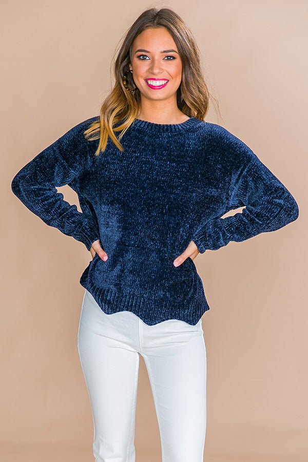 Colorado Cabin Chenille Sweater in Navy Image - 1