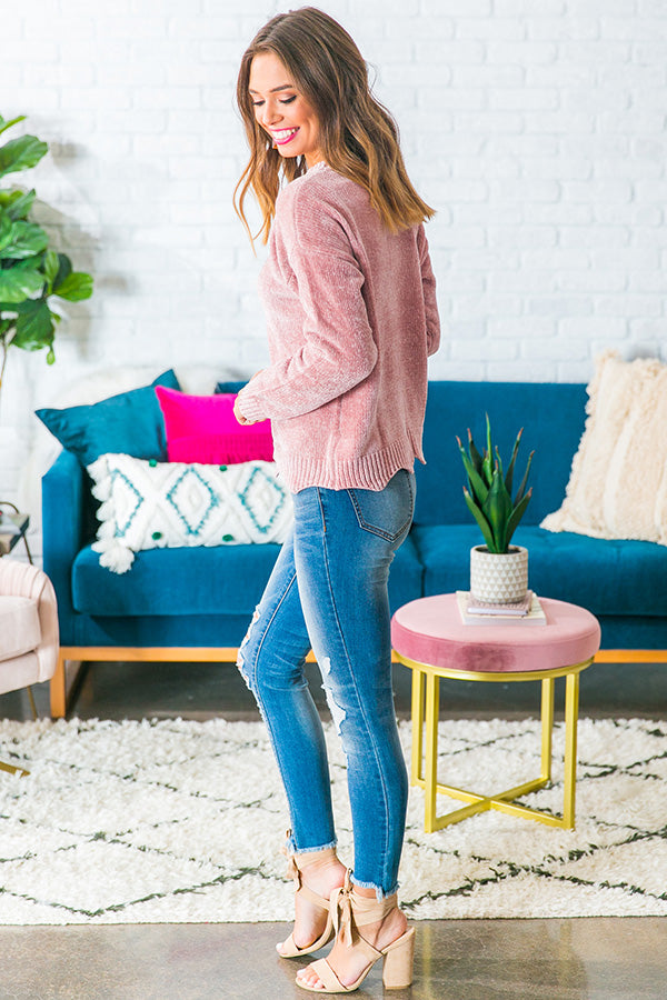 Colorado Cabin Chenille Sweater in Blush Image - 1