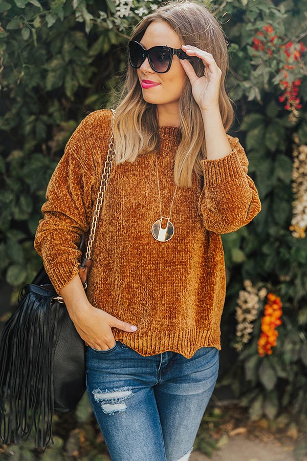 Colorado Cabin Chenille Sweater in Copper Image - 1