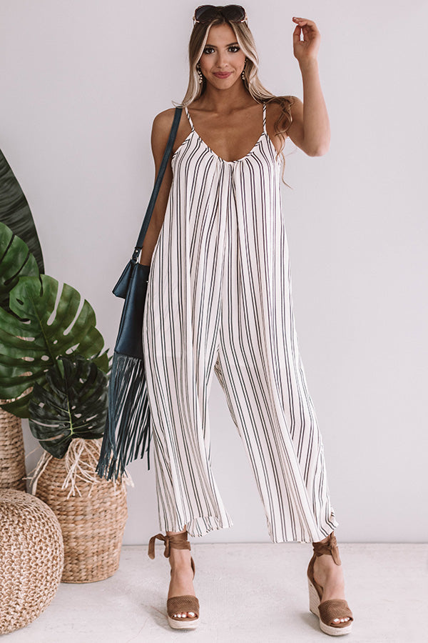 Milan Stripe Jumpsuit in Cream
