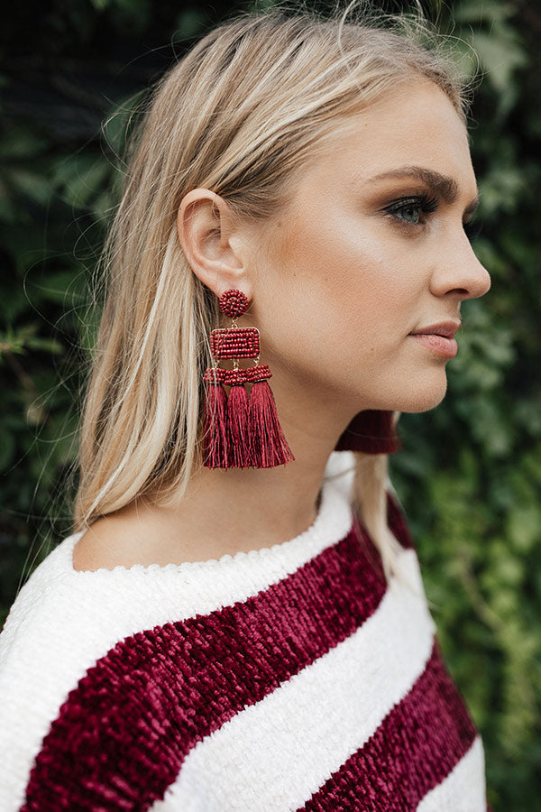 Martini Meet Up Tassel Earrings In Wine