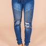 The Cora Mid Rise Moto Jogger in Medium Wash Image - 1