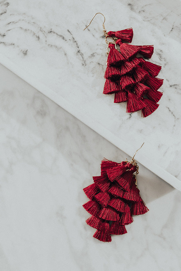 Tassel Talk Earrings in Wine