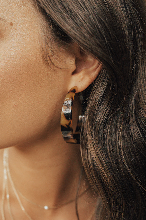 Hoop, There It Is Earrings in Brown