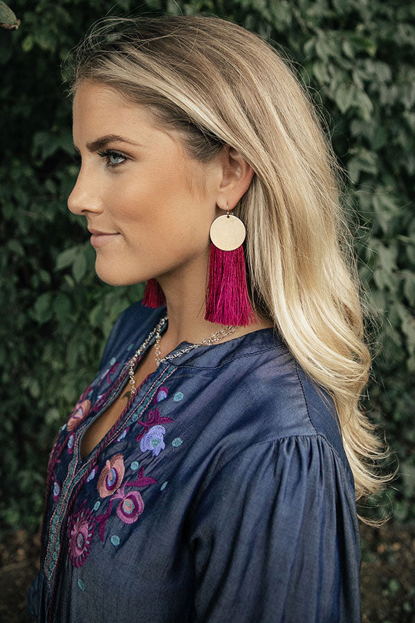 Mod Moment Tassel Earrings In Wine