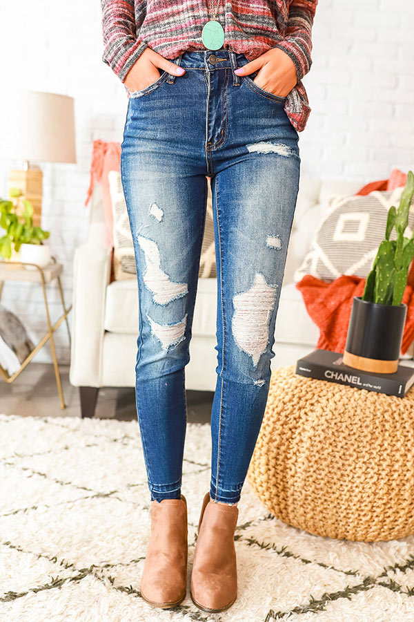 The Charlie High Waist Distressed Skinny