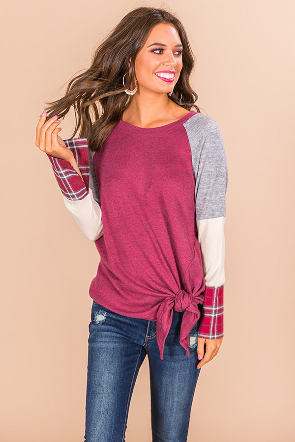 Campfire Classic Color Block Top In Sangria Image - 1