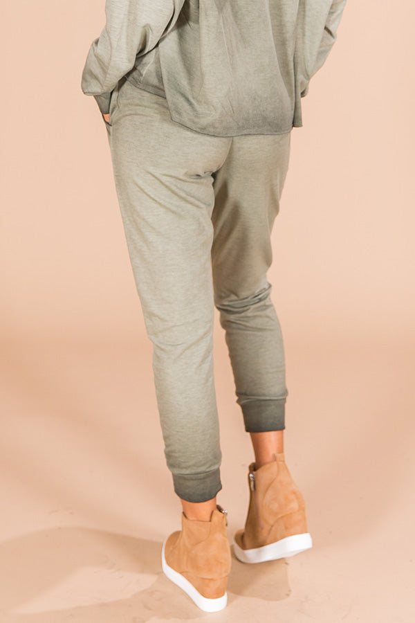 Time To Chill Vintage Wash Joggers In Sage Image - 1