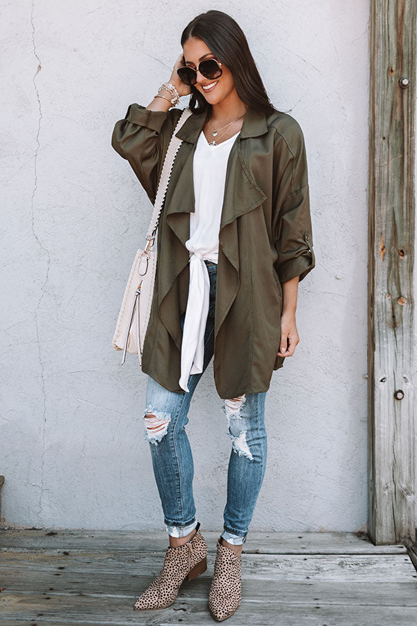 Adventure Awaits Light Weight Jacket In Army Green