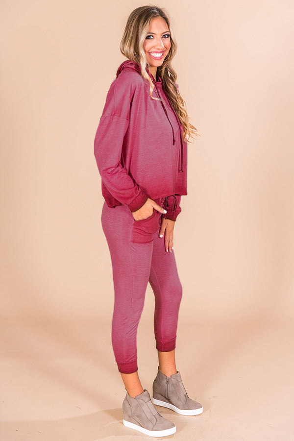 Time To Chill Vintage Wash Joggers In Sangria Image - 1