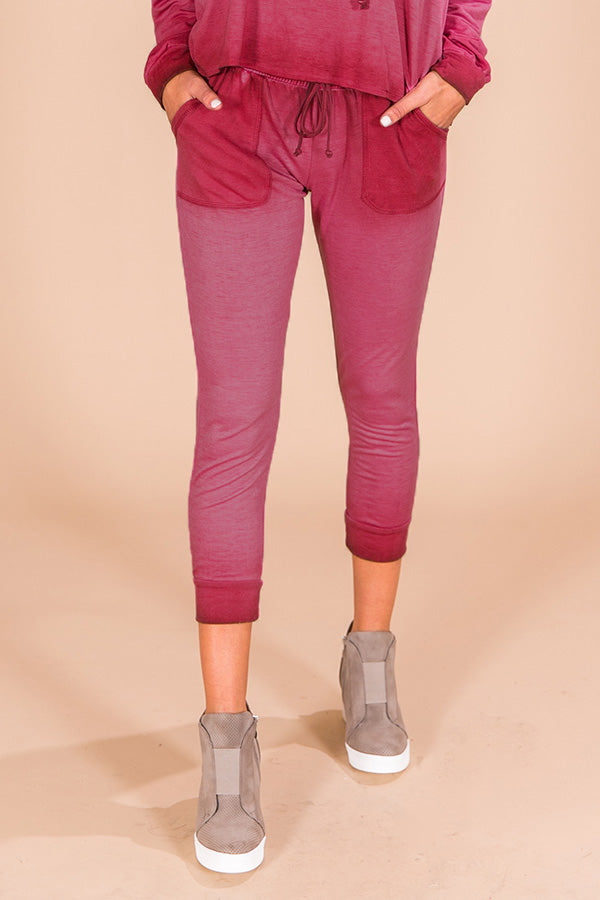 Time To Chill Vintage Wash Joggers In Sangria