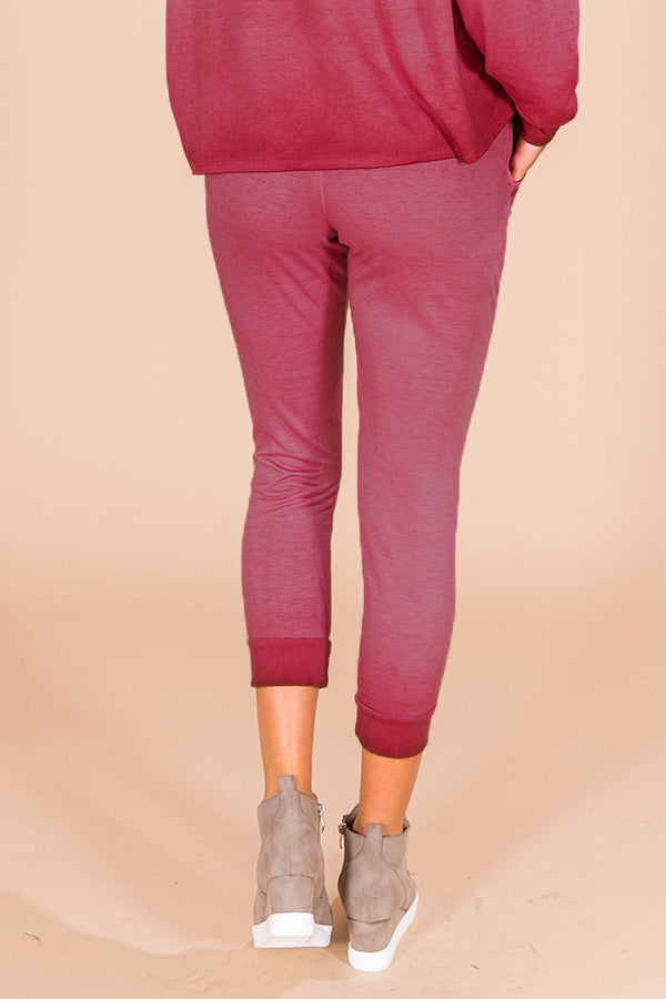Time To Chill Vintage Wash Joggers In Sangria Image - 1