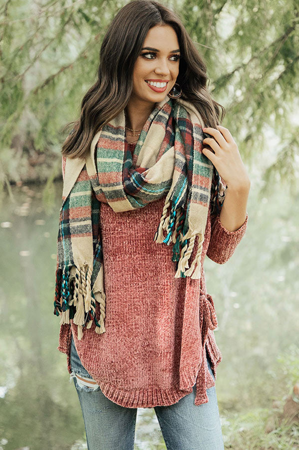 Warm Wishes Plaid Scarf In Green