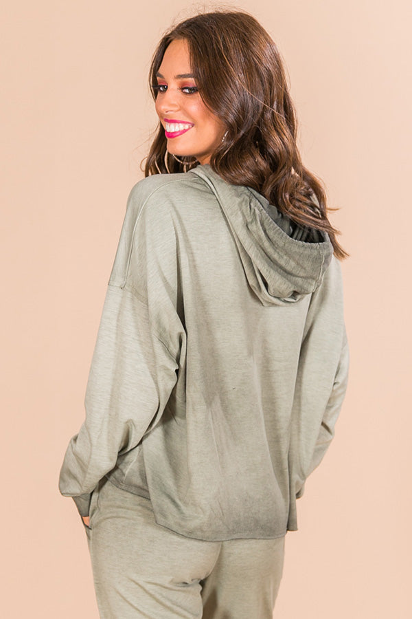 Time To Chill Vintage Wash Hoodie In Sage Image - 1