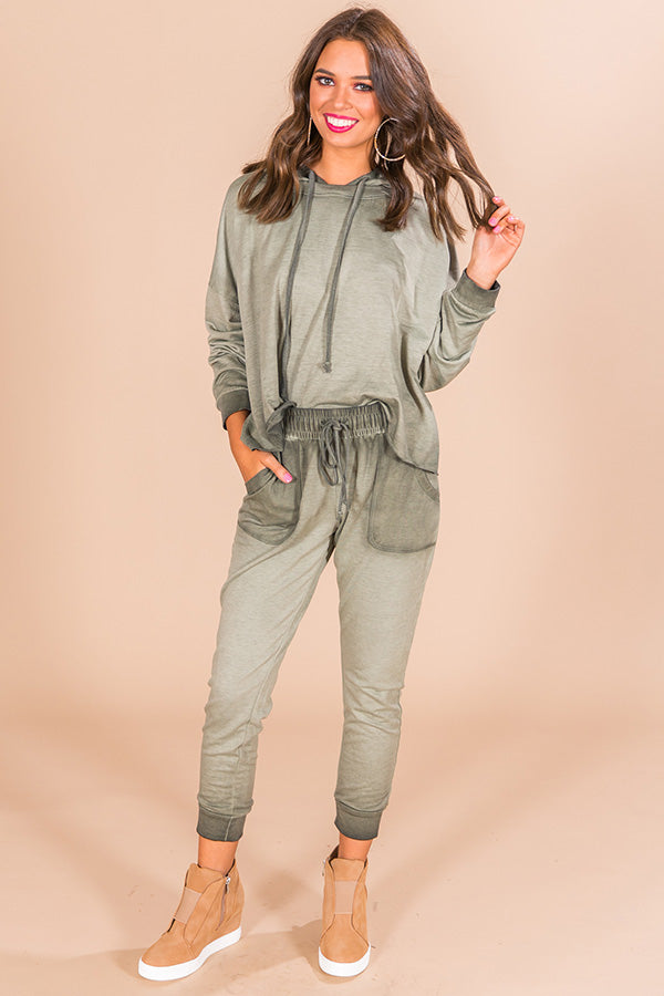 Time To Chill Vintage Wash Hoodie In Sage Image - 1