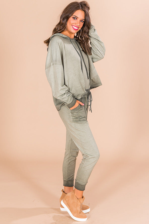 Time To Chill Vintage Wash Hoodie In Sage Image - 1