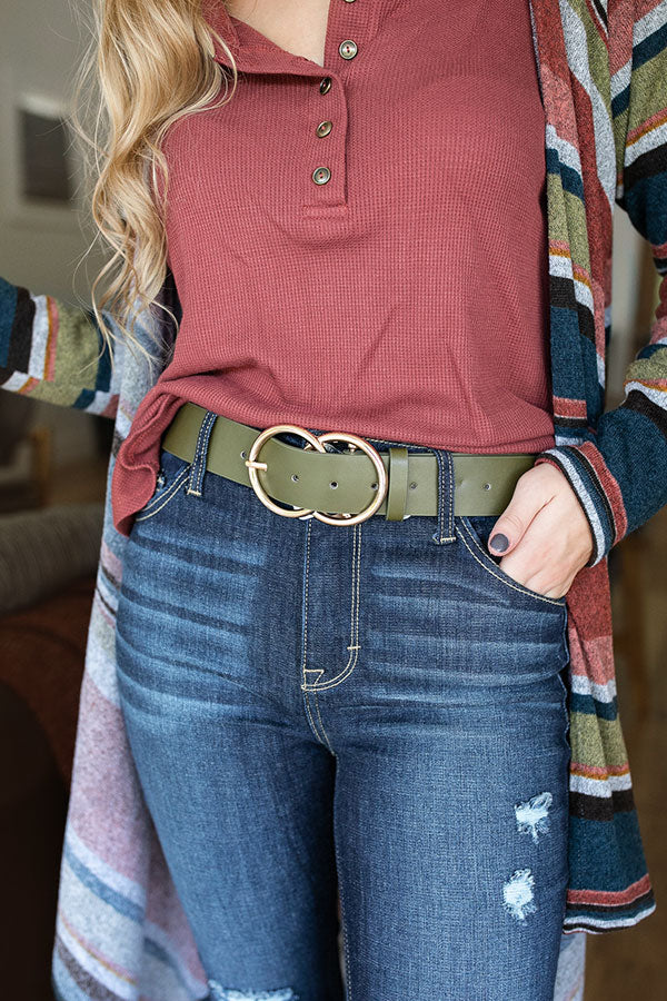 Center Of Attention Belt In Olive