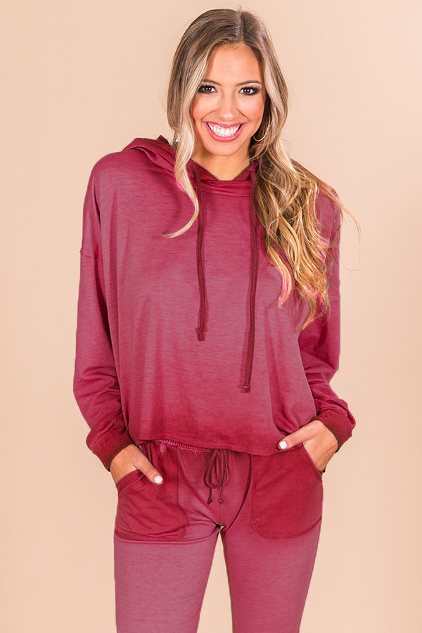 Time To Chill Vintage Wash Hoodie In Sangria Image - 1
