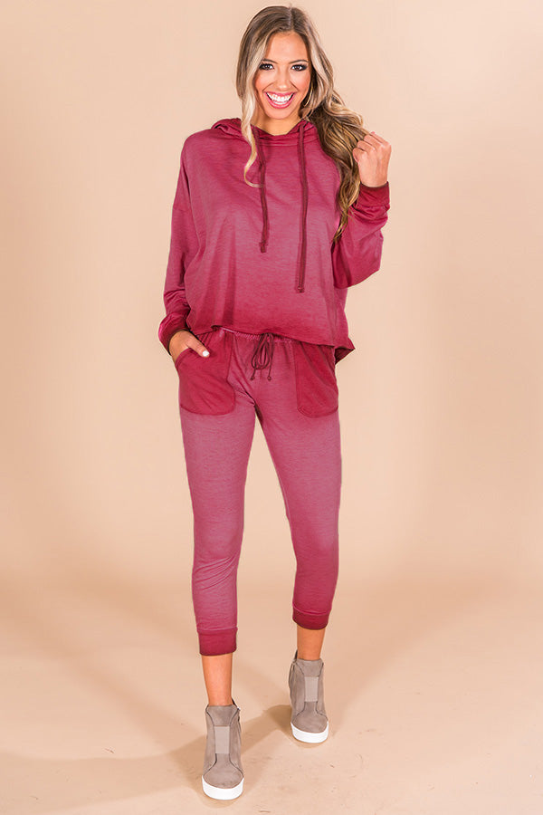 Time To Chill Vintage Wash Hoodie In Sangria
