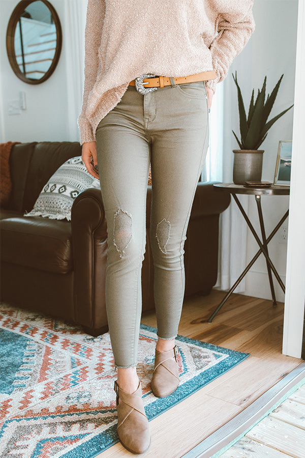 The Bobbi High Waist Distressed Skinny In Olive