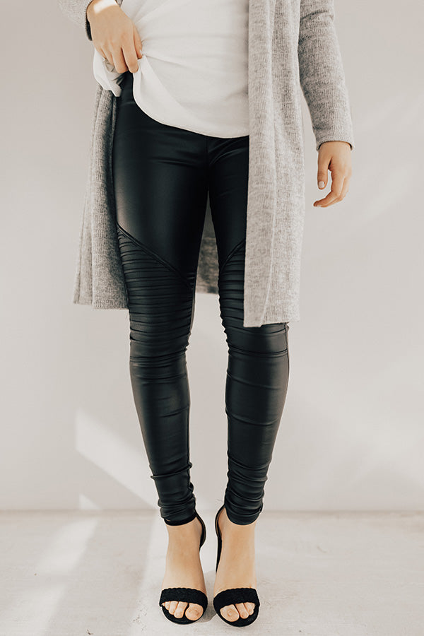 The Joy Faux Leather Moto Legging in Black