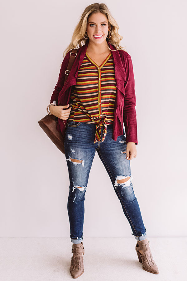 Sacramento Stroll Faux Suede Jacket in Sangria