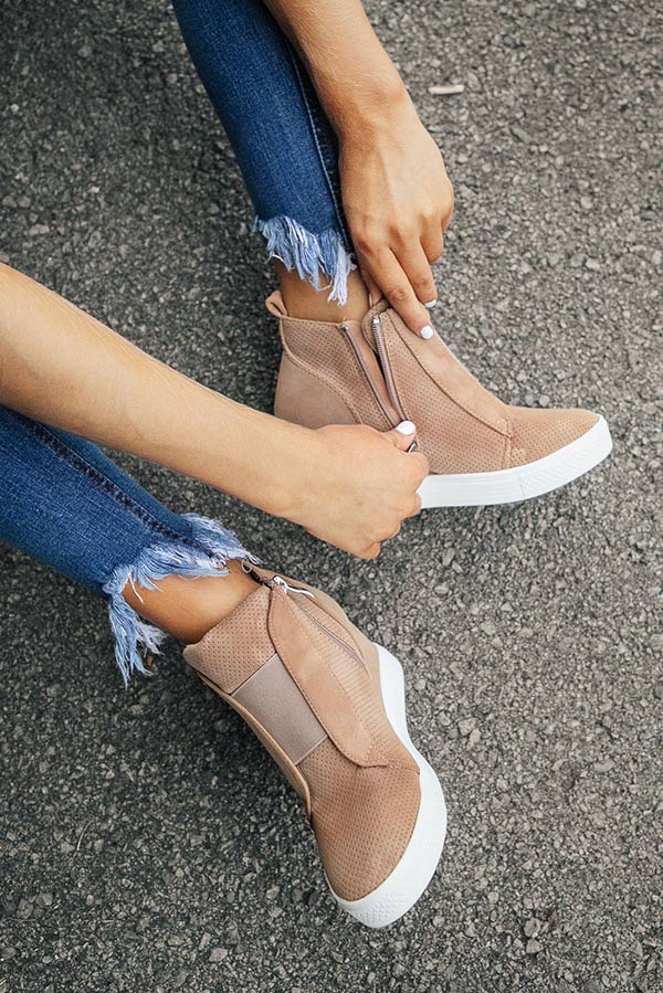 The Karlie Perforated Bootie In Iced Latte