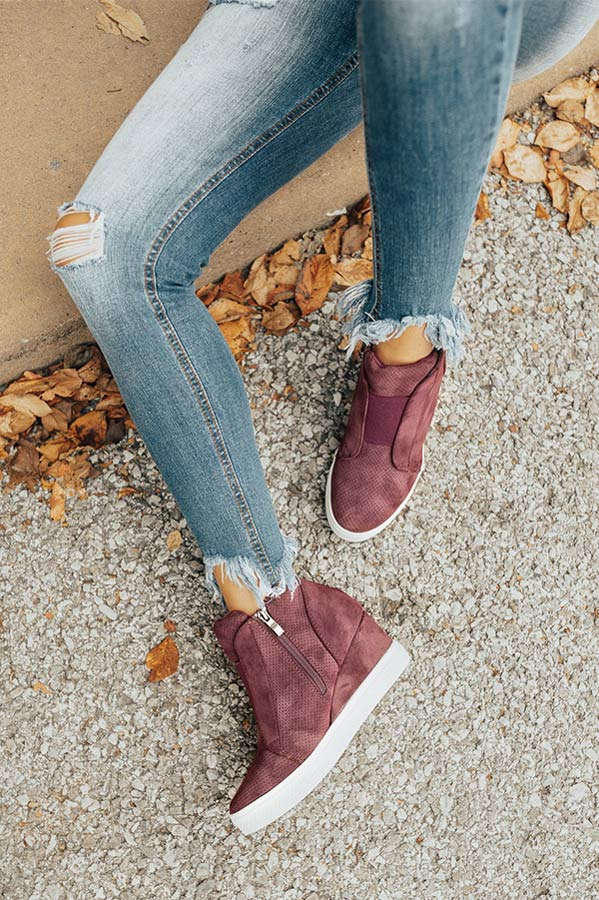 The Karlie Perforated Bootie In Windsor Wine