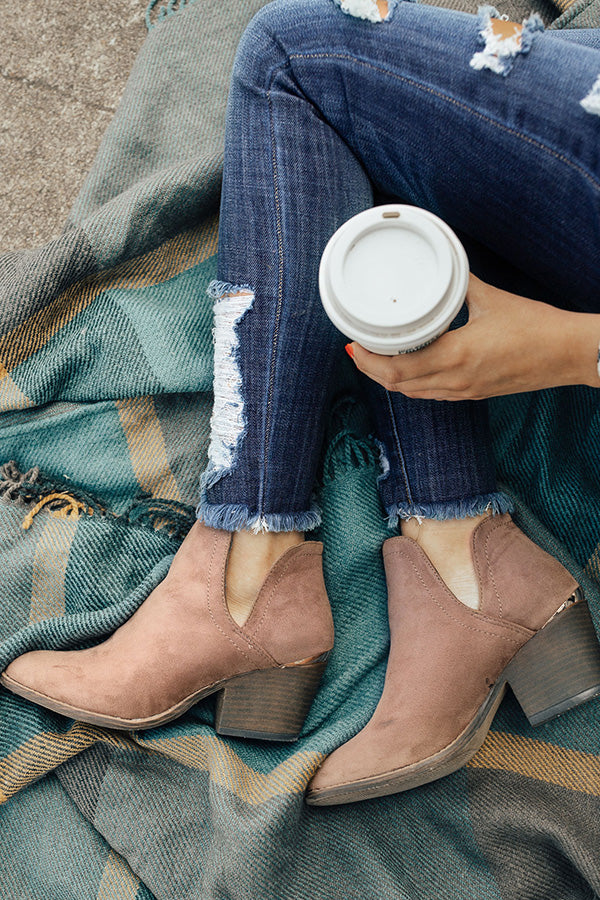 The Kimber Faux Suede Bootie in Taupe