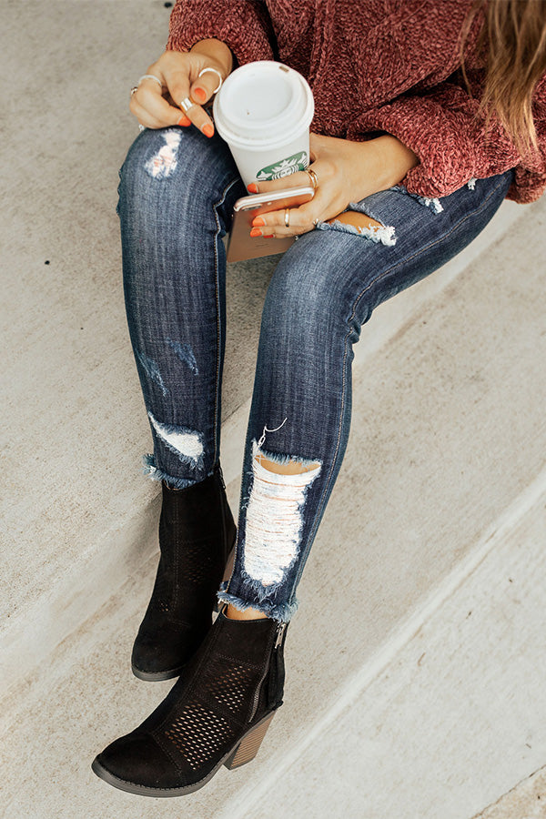 The Noelle Faux Suede Bootie in Black