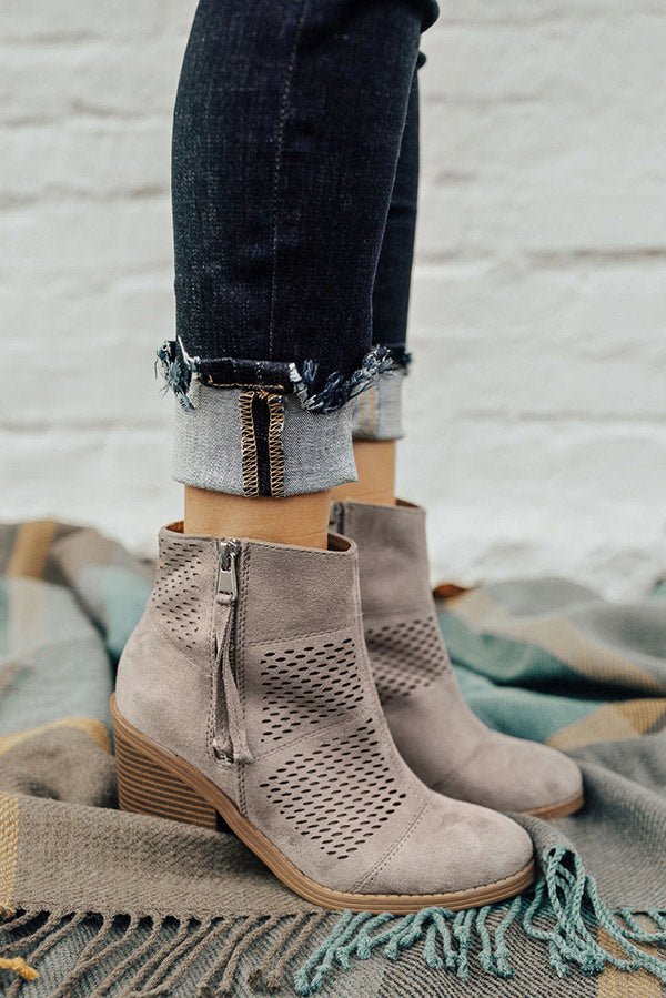 The Noelle Faux Suede Bootie in Grey