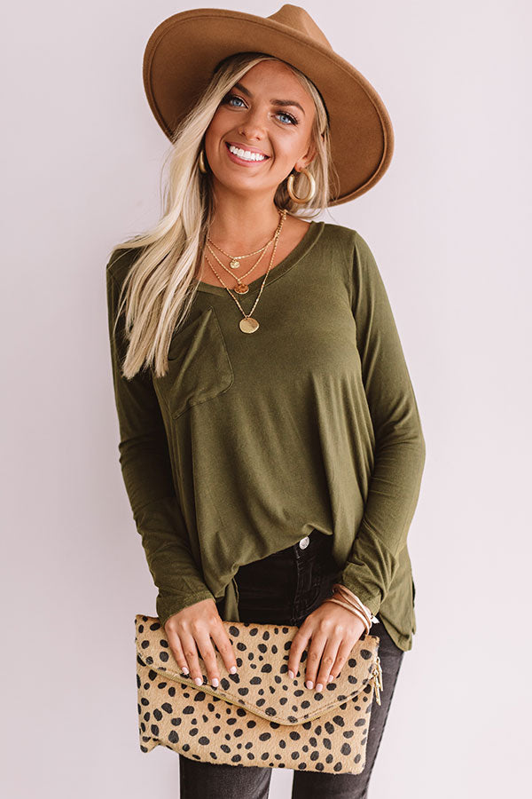 Slopes And Kisses Mineral Wash Shift Tee In Olive