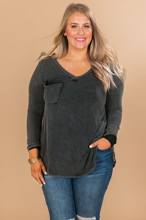 Slopes And Kisses Mineral Wash Shift Tee In Vintage Black Curves Image - 1