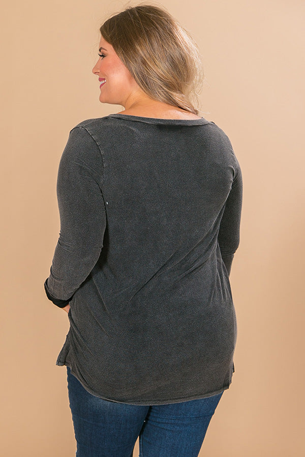 Slopes And Kisses Mineral Wash Shift Tee In Vintage Black Curves Image - 1