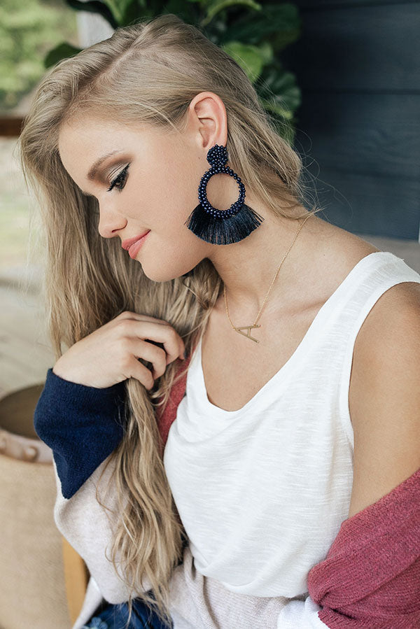 Cocktail Queen Earrings In Navy